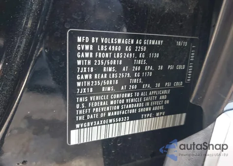 2014 Volkswagen Tiguan Sel from USA, damaged, VIN WVGBV3AX0EW550323
